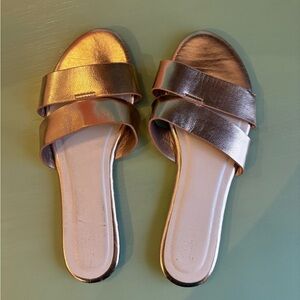 Gold Slide Sandals with Metallic Finish